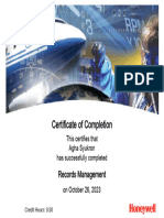 Certificate of Completion - Records Management