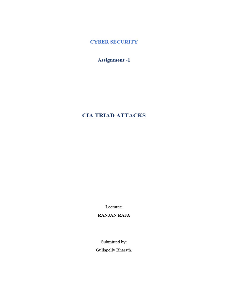 Cia Triad Attacks: Cyber Security | PDF | Security | Computer Security