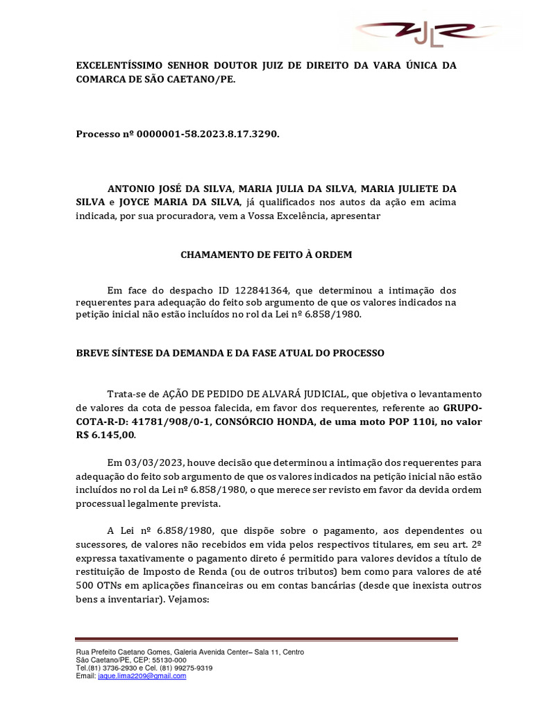 Chamamento Do Feito À Ordem | PDF | Consórcio | Queixa