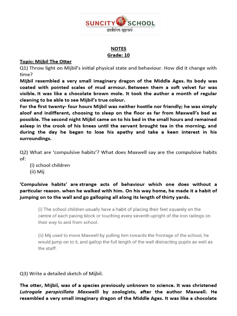 Mijbil The Otter Notes | PDF