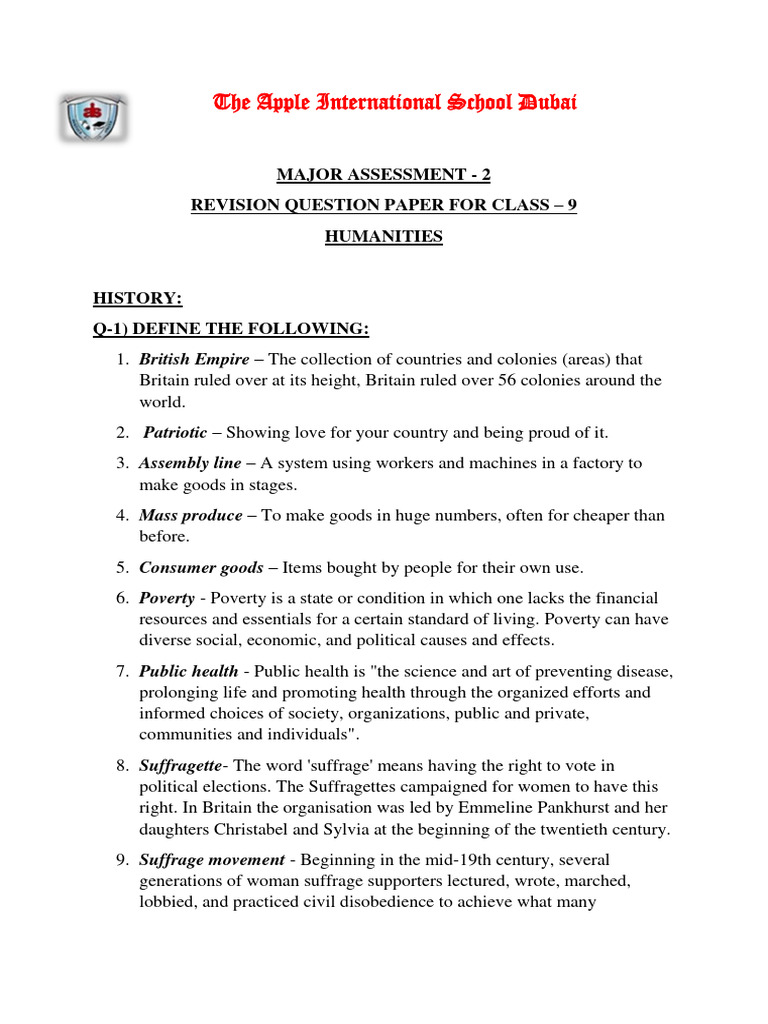 REVISION WORKSHEET - HUMANITIES - Term 1 | PDF | Rock (Geology) | Soil