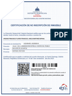 Certificación de No Inscripción de Inmueble