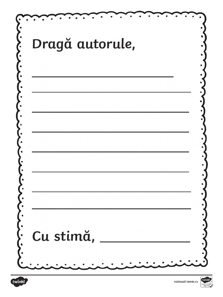 Scrisoare Catre Autorul Preferat - Activitate | PDF