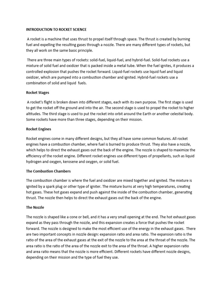 Introduction to Rocket Science Basics | PDF | Rocket Engine | Liquid ...