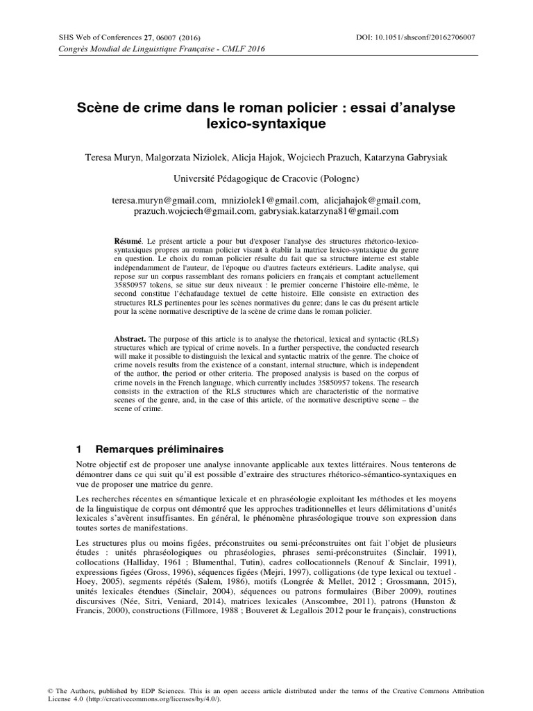Analyse lexicale du roman policier | PDF | Sémantique | Romans