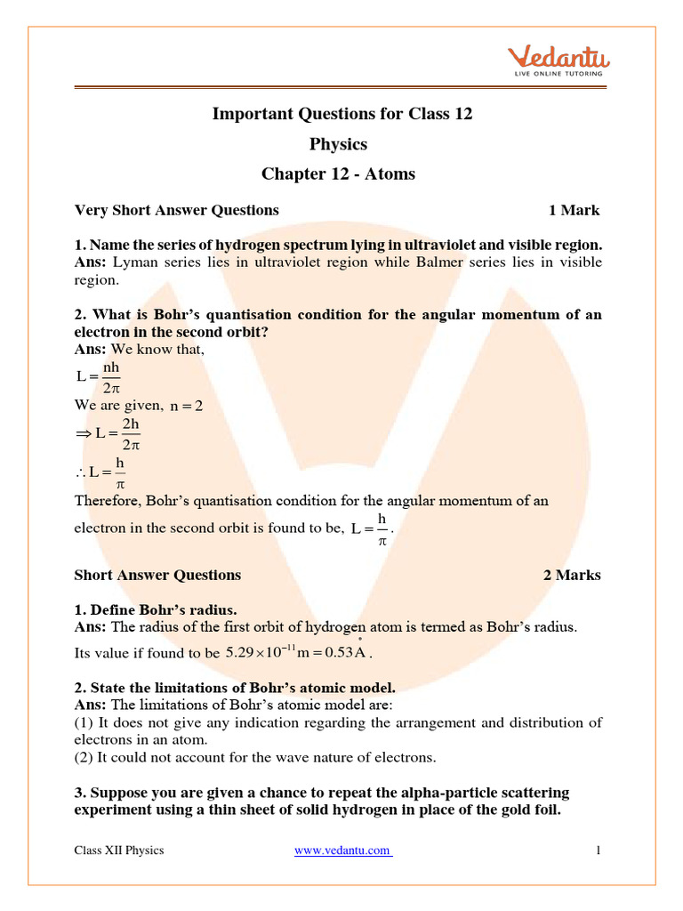Atoms Class XII PDF Atoms Electron