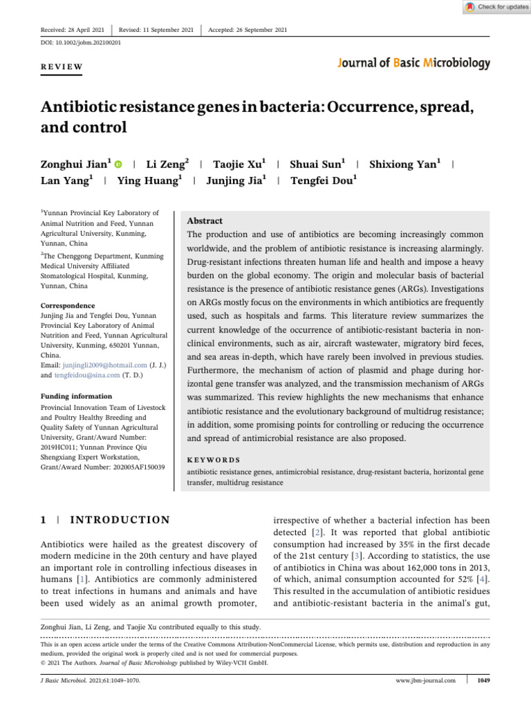 Antibiotic Resistance Genes in Bacteria | PDF | Antimicrobial ...