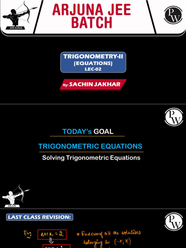 Trigonometry - II 02 - Class Notes | PDF