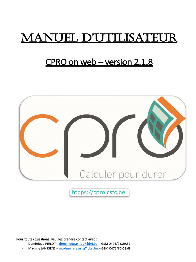 Manuel d'utilisateur CPRO 2.1.8 | PDF | Internet | Internet et Web