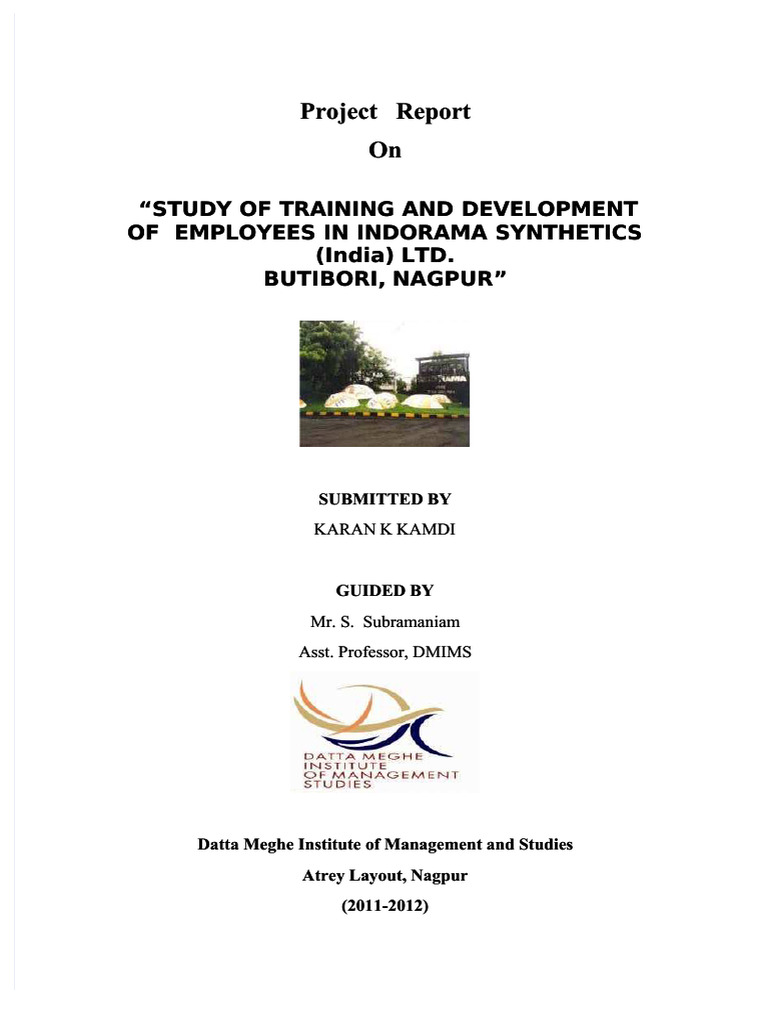 Pdf Project On Traininproject On Training And Development Compress