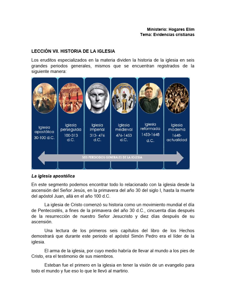 Lección VII. Historia de la Iglesia | PDF | Iglesia cristiana | Iglesia ...