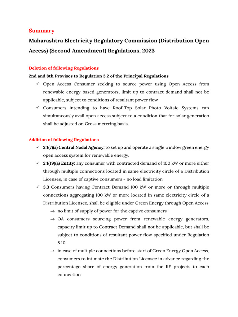 Maharashtra Green Energy Open Access 2023 | PDF | Sustainable Energy ...