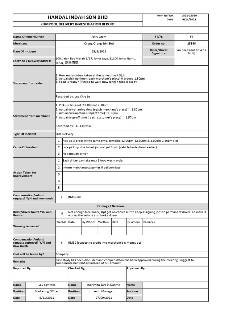 Kumpool Delivery Incident Reports | PDF | Business Economics | Business