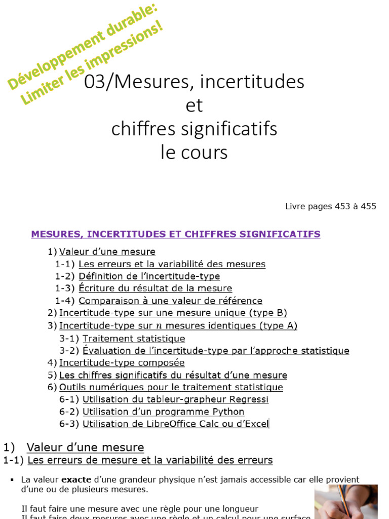 Incertitudes et chiffres significatifs | PDF | Erreur de mesure ...