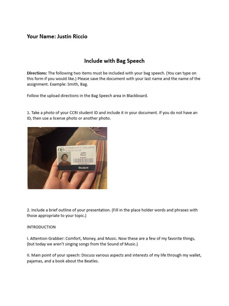 Paper Bag Speech Examples