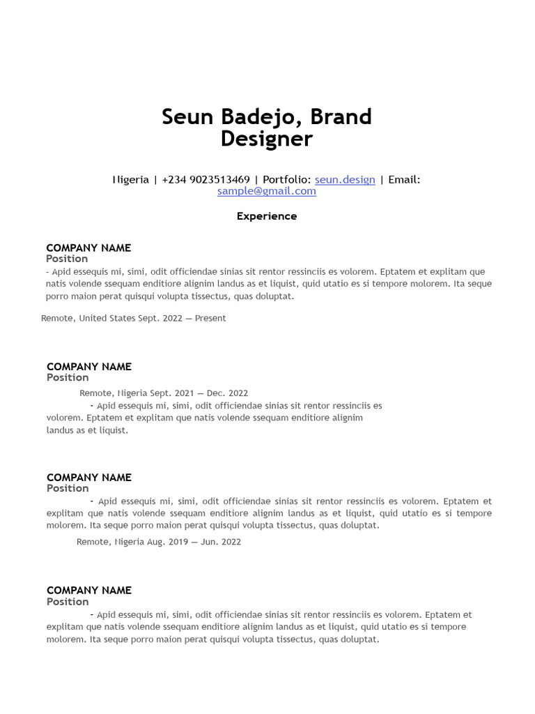 Seun s cv resume template 2023 pdf adobe software adobe creative