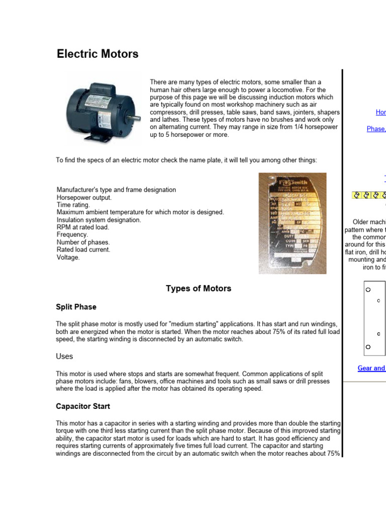 Electric Motors PDF Electric Motor Horsepower