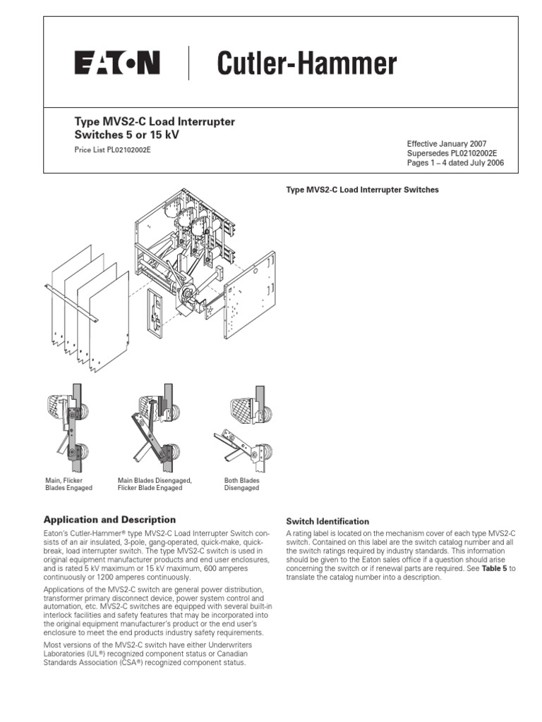 Eaton MVS Load Interrupter | PDF | Switch | Fuse (Electrical)
