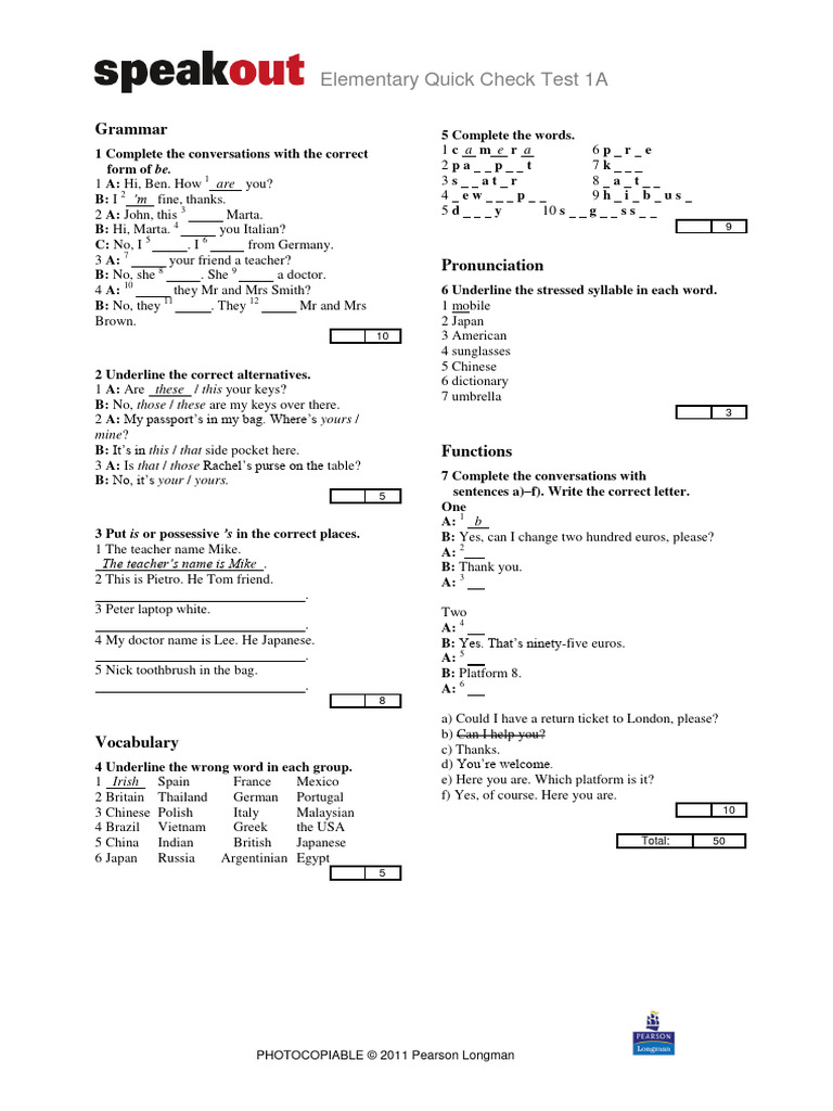 Dokumen tips elementary quhick check test 1a quick check test 1a