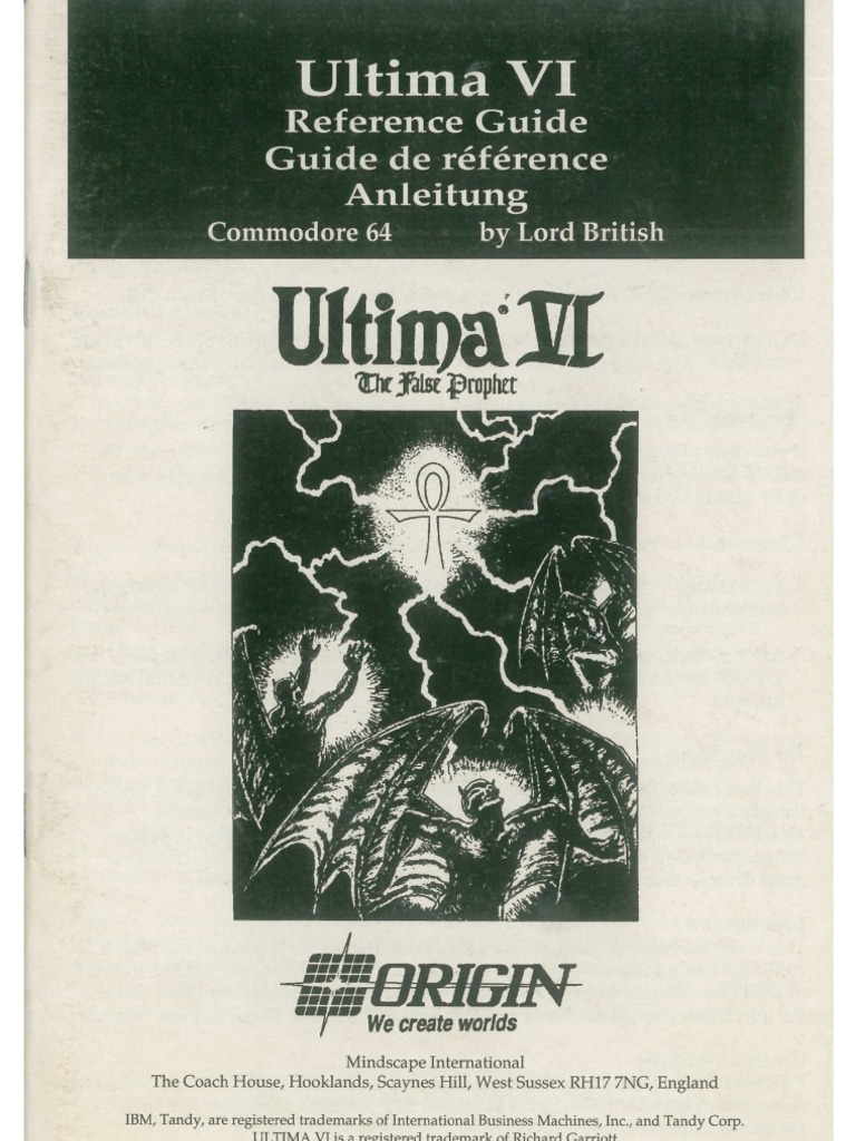 Ultima VI - Referece Guide - Commodore 64 | PDF