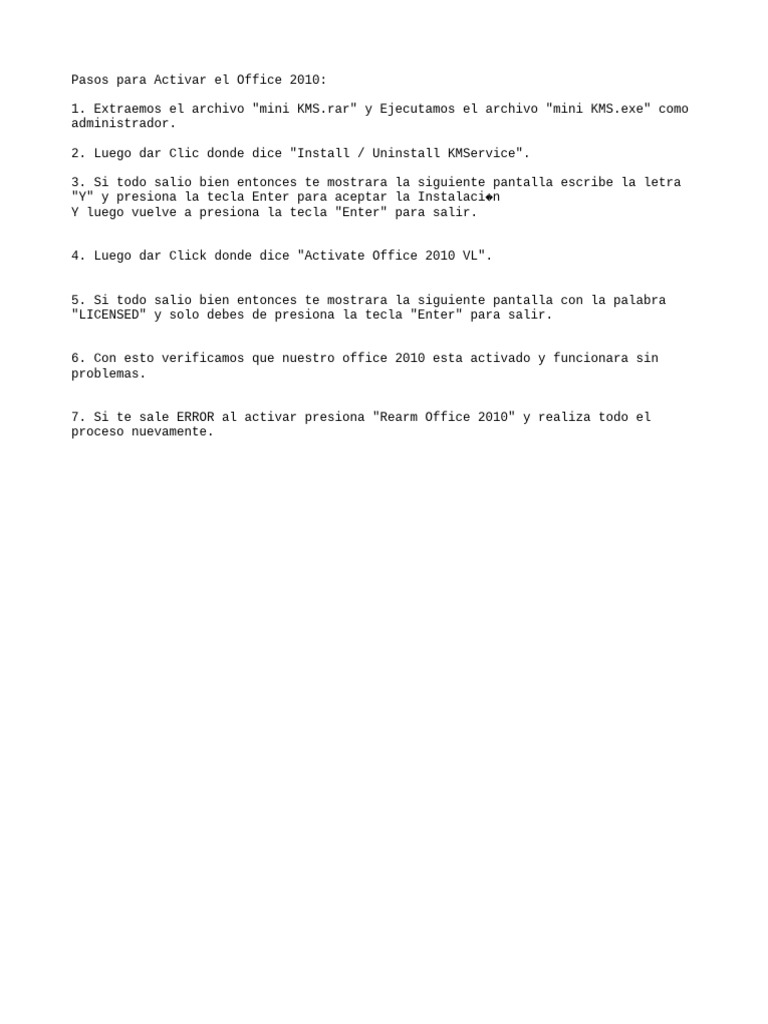 Como activar office 2010 pdf