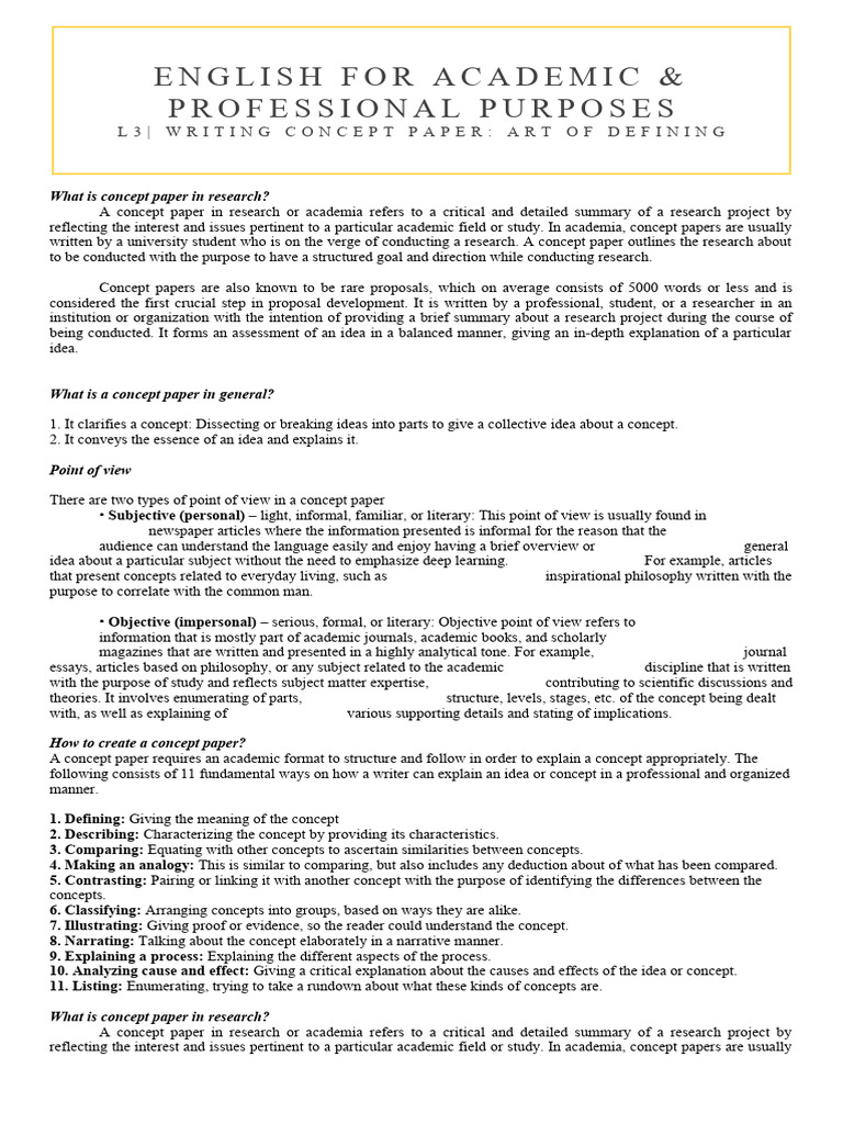 Writing a Concept Paper for Research | PDF | Concept | Idea