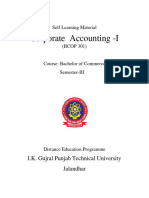 Corporate Accounting - I: I.K. Gujral Punjab Technical University Jalandhar