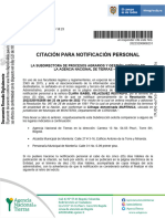 Citacion para Notificacion Personal de CLARA ISABEL VELAZQUEZ RESTREPO