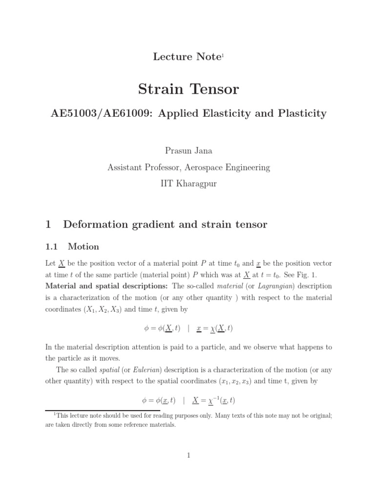 Deformation and Strain Tensors Explained | PDF | Continuum Mechanics ...