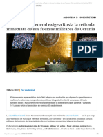 La Asamblea General Exige A Rusia La Retirada Inmediata de Sus Fuerzas Militares de Ucrania - Noticias ONU