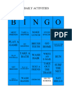 Daily Activities Bingo