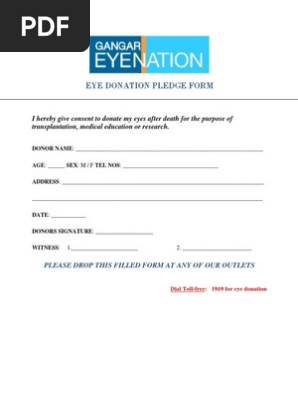 Eye Donation Pledge Form