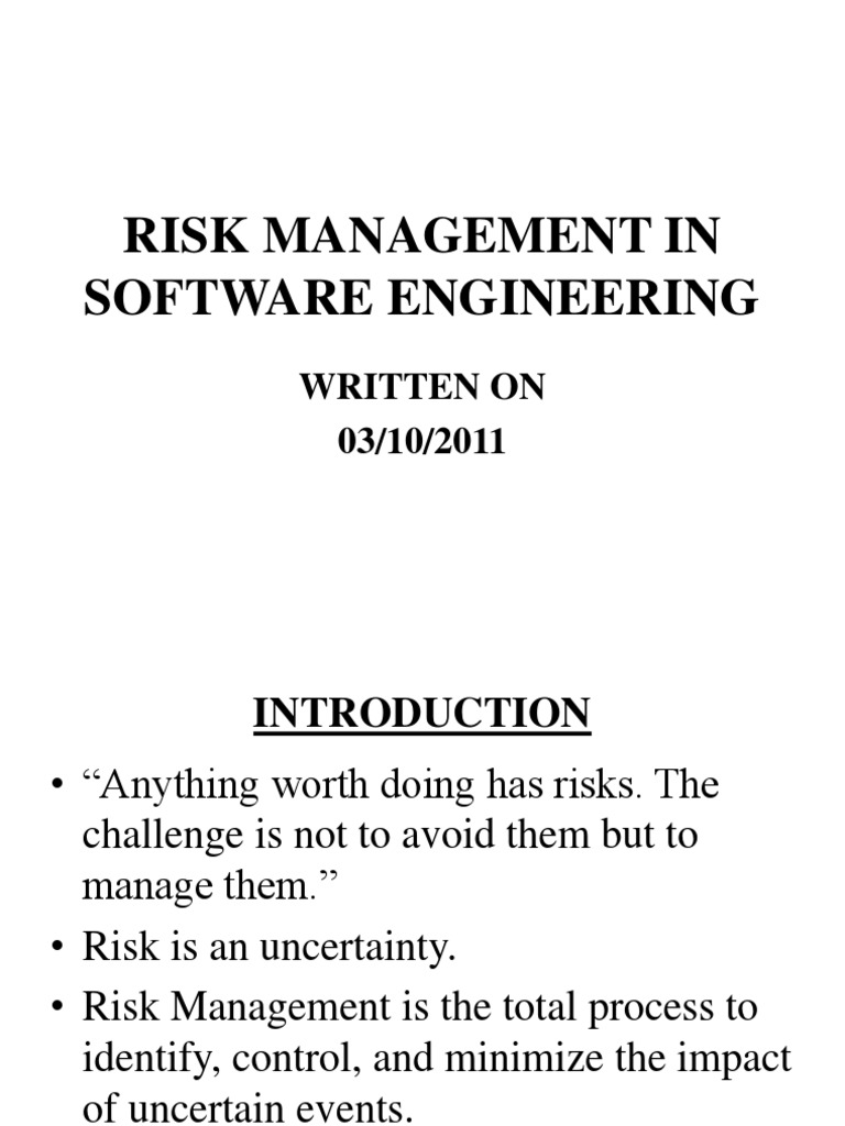 Risk Management in Software Engineering | Risk Management