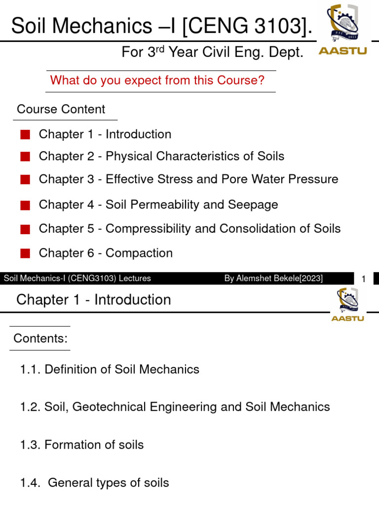 Soil Mechanics I: Course Overview | PDF | Soil Mechanics | Geotechnical ...