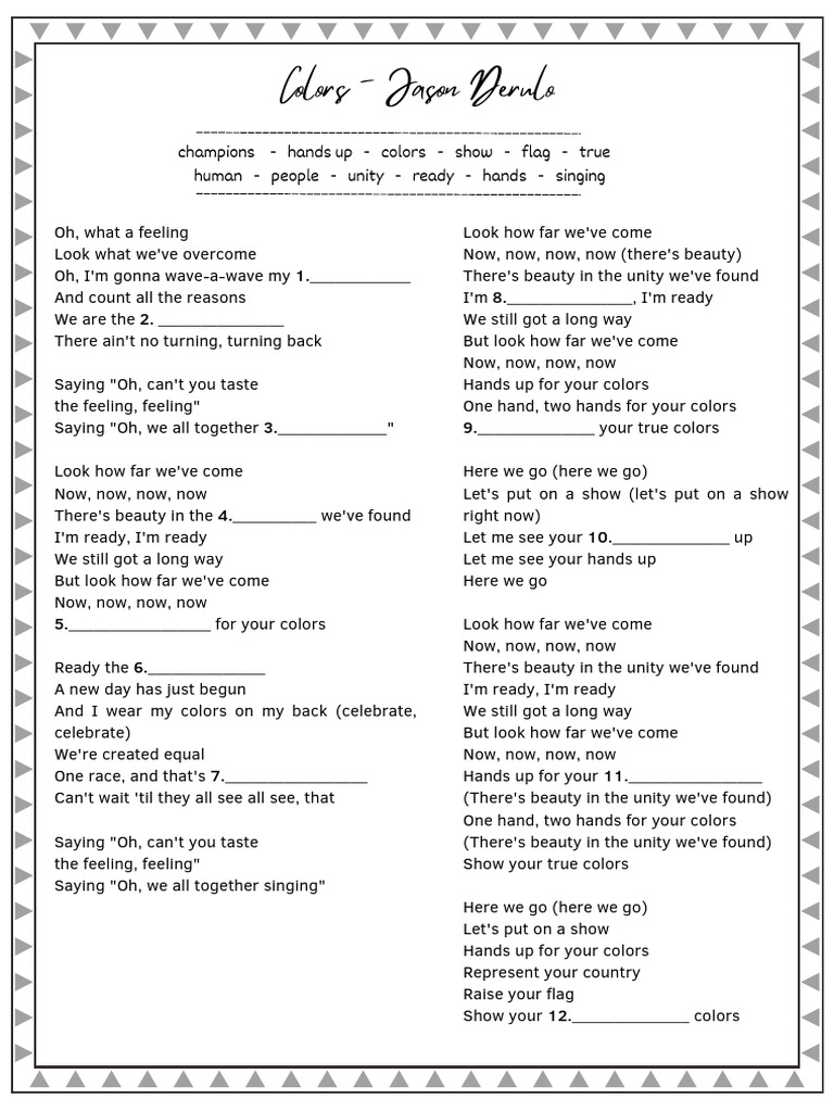 Jason Derulo - Colors Canción | PDF | Foreign Language Studies | Art