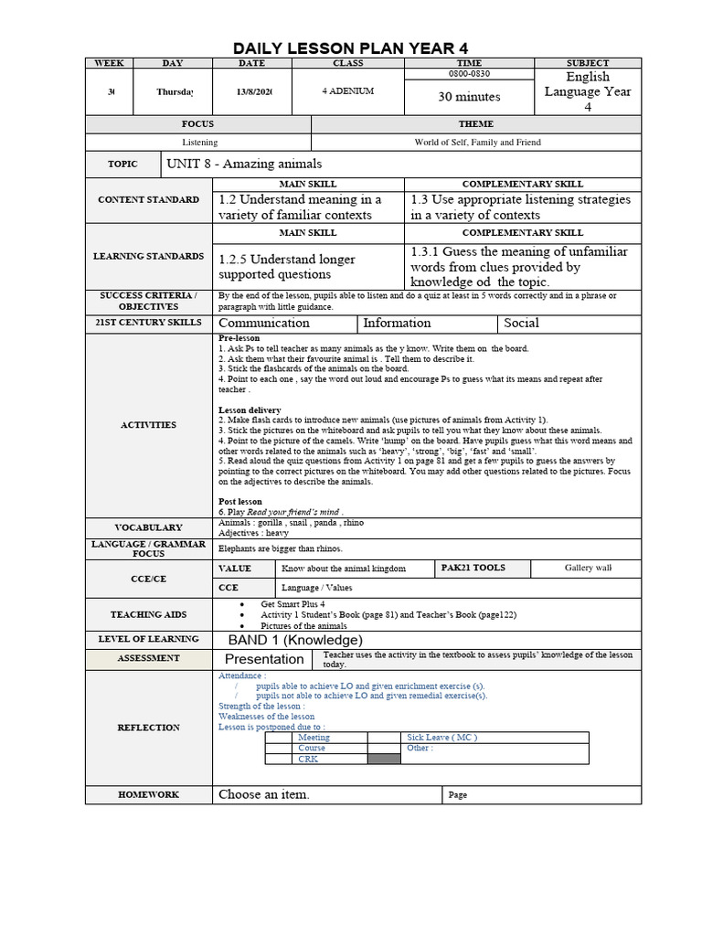 WEEK 22 Amazing animals PDF Lesson Plan Teachers