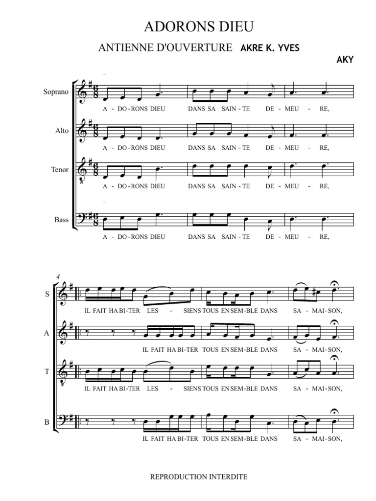 ADORONS DIEU - Partition Complète | PDF | Chant | Musique vocale