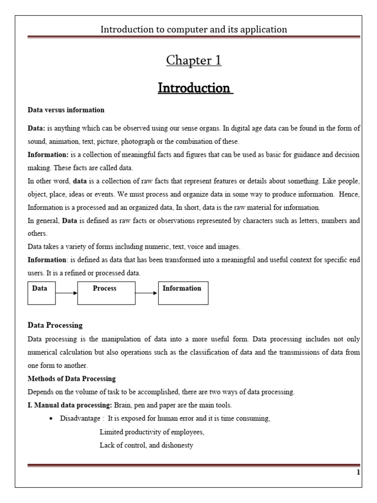 Introduction To Computer and Its Application: Data Processing | PDF ...