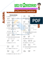 Ejercicios de Ecuaciones Cuadráticas para Segundo de Secundaria