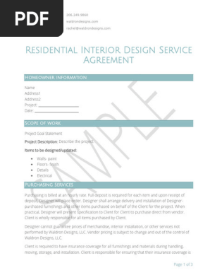Residential Interior Design Scope of Work