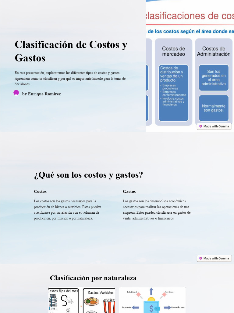 Clasificacion de Costos y Gastos | PDF | Business | Presupuesto