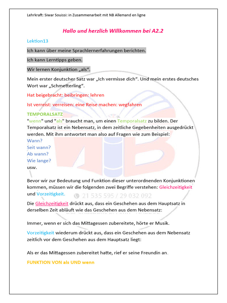 Hallo Und Herzlich Willkommen Bei A2 | PDF