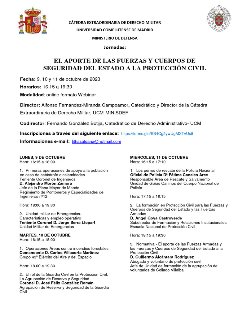 Jornadas FUERZAS Y CUERPOS DE SEGURIDAD DEL ESTADO | PDF | Defensa ...