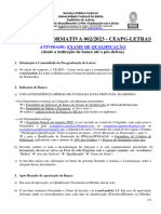 Instrução Normativa 002/2023 - Ceapg-Letras: Atividade: Exame de Qualificação