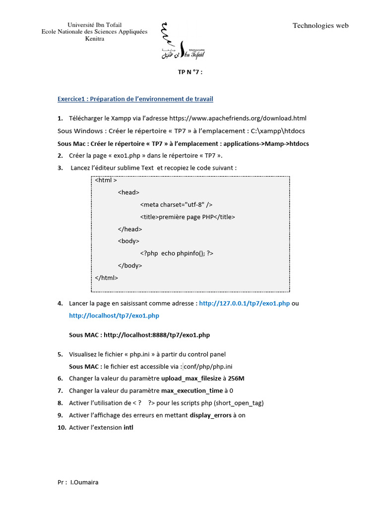 TP N°7 2021-2022 | PDF | PHP | Informatique