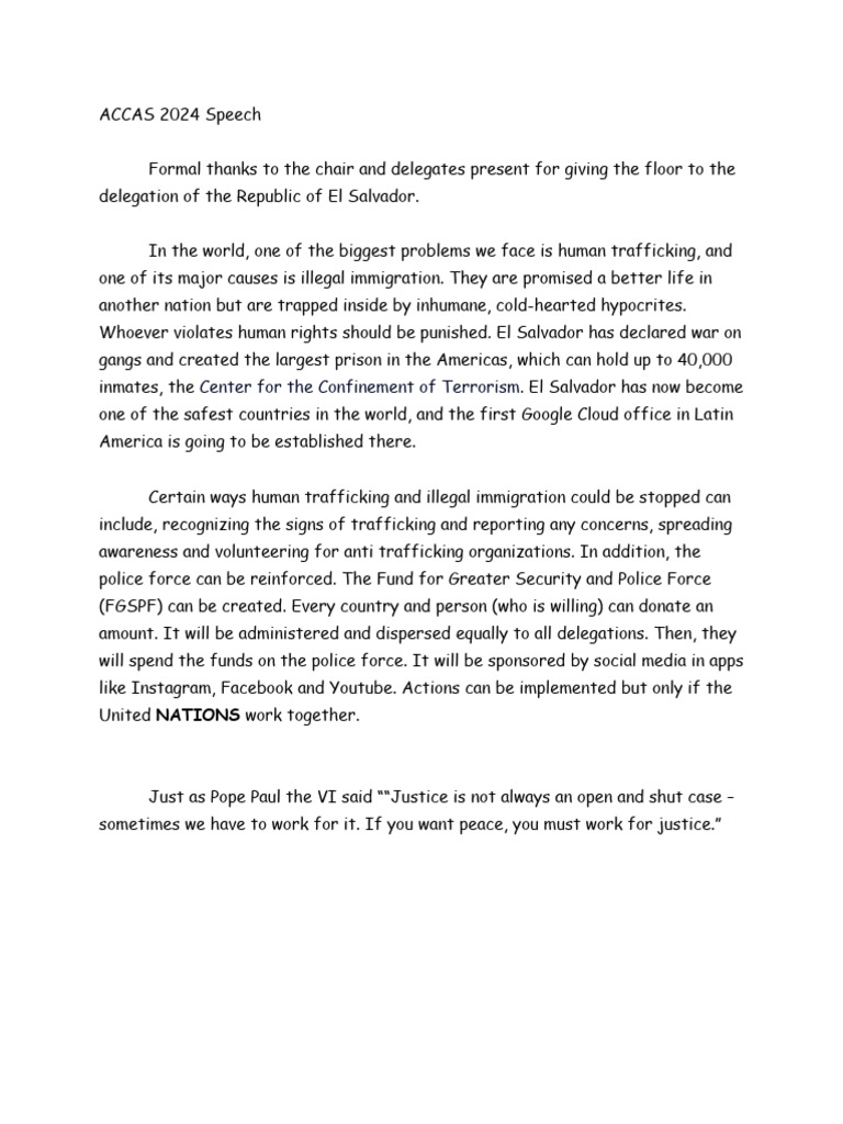 ACCAS 2024 Speech | PDF | Politics | Social Science