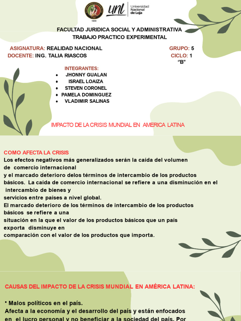 Impacto de la Crisis Mundial en América Latina | PDF | Inflación ...