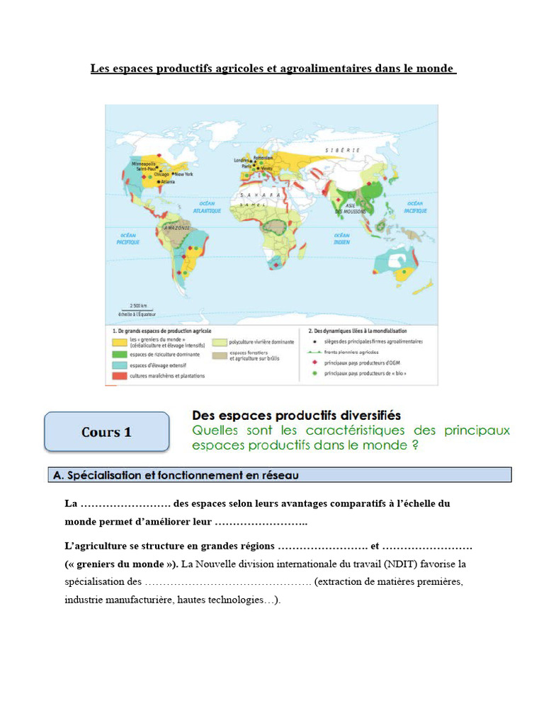 Espaces productifs agricoles mondiaux | PDF | Canne à sucre | Agriculture