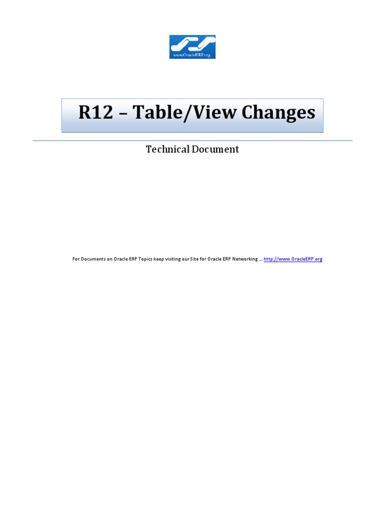Oracle R12 TableView Changes Document | PDF | Oracle Corporation | Banks
