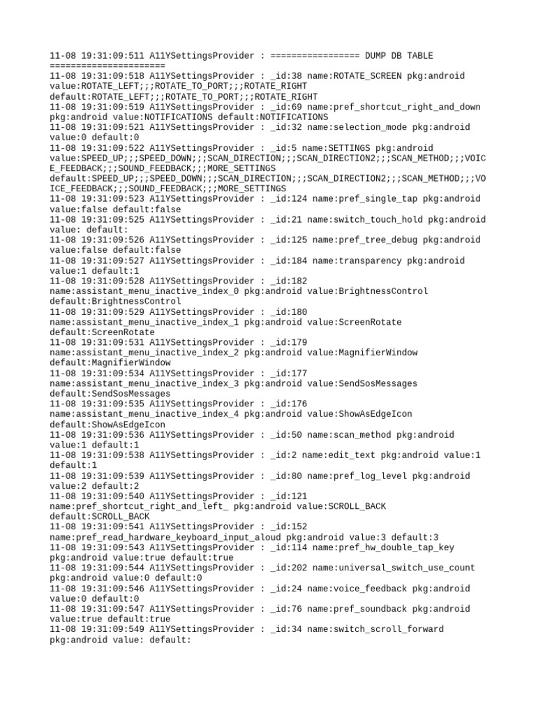 A11YSettingsProvider Configuration Dump | PDF | Cloud Clients | Computing